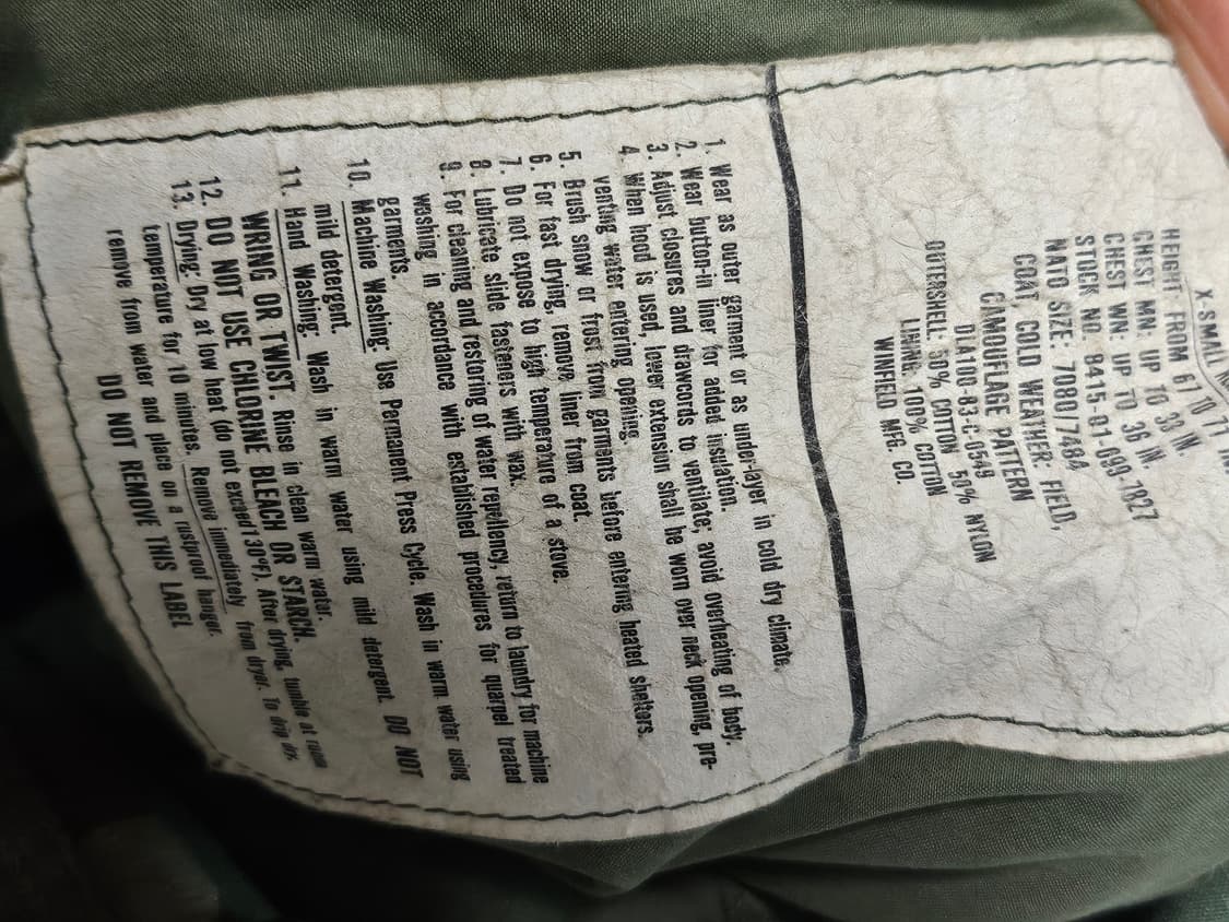 80s 우드랜드 USA M65 필드 자켓 XS 상품이미지5