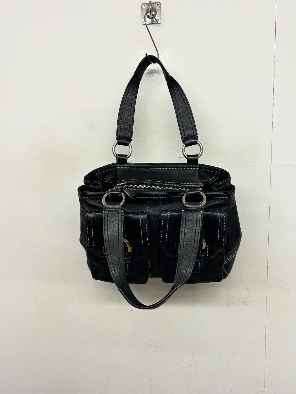 빈티지 코치 블랙 레더 토트백 상품이미지4