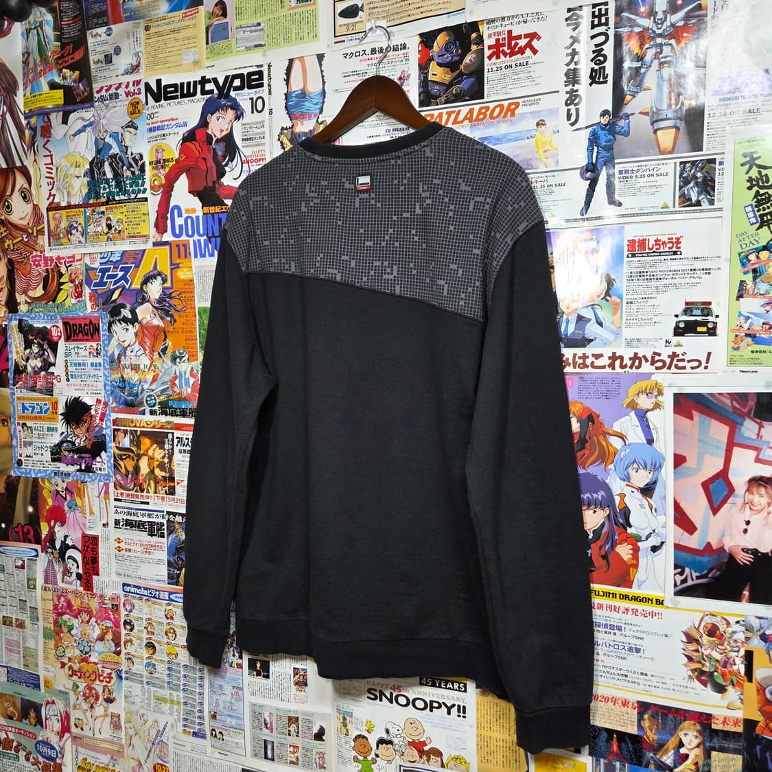 후부 00S 체크 배색 로고 자수 맨투맨  상품이미지5