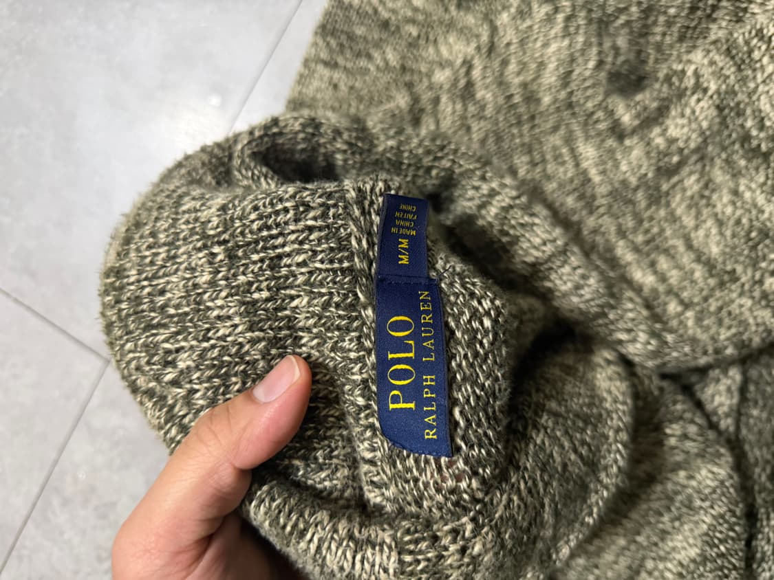 랄프로렌폴로  카키컬러 도톰 코튼 케이블 숄카라 니트가디건 95size  상품이미지5