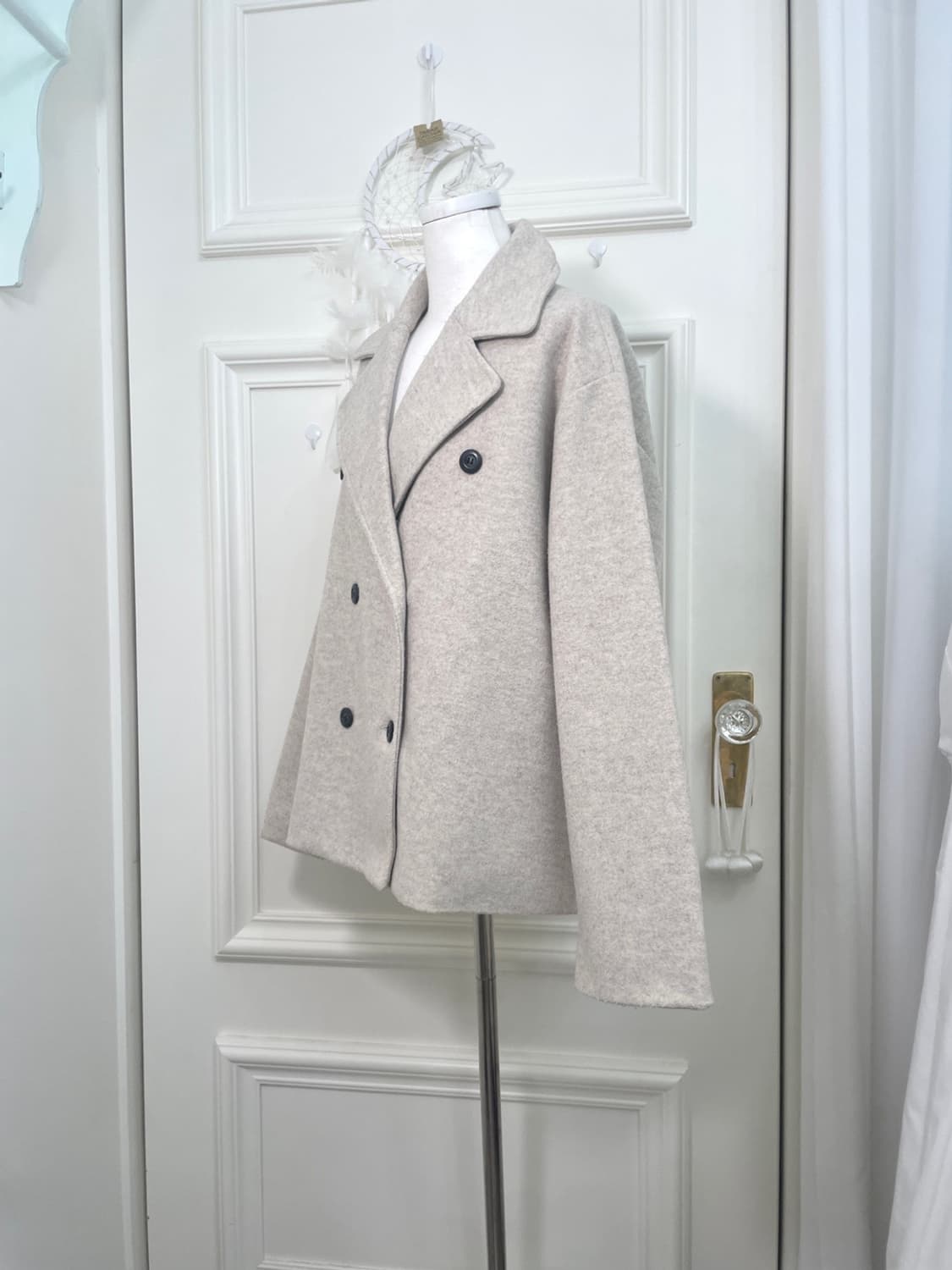 oatmeal melange loose short coat(size-M) 상품이미지2