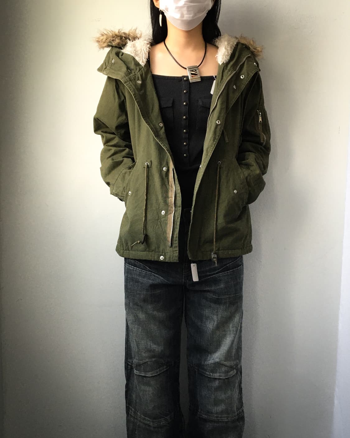 Fake fur hood filed jacket 상품이미지7