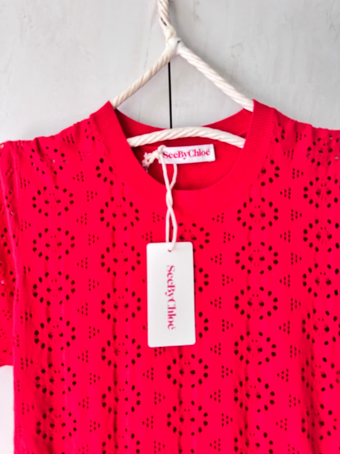 텍있는 새상품 See By Chloé 레드 레이스 원피스40(55사이즈4 상품이미지6