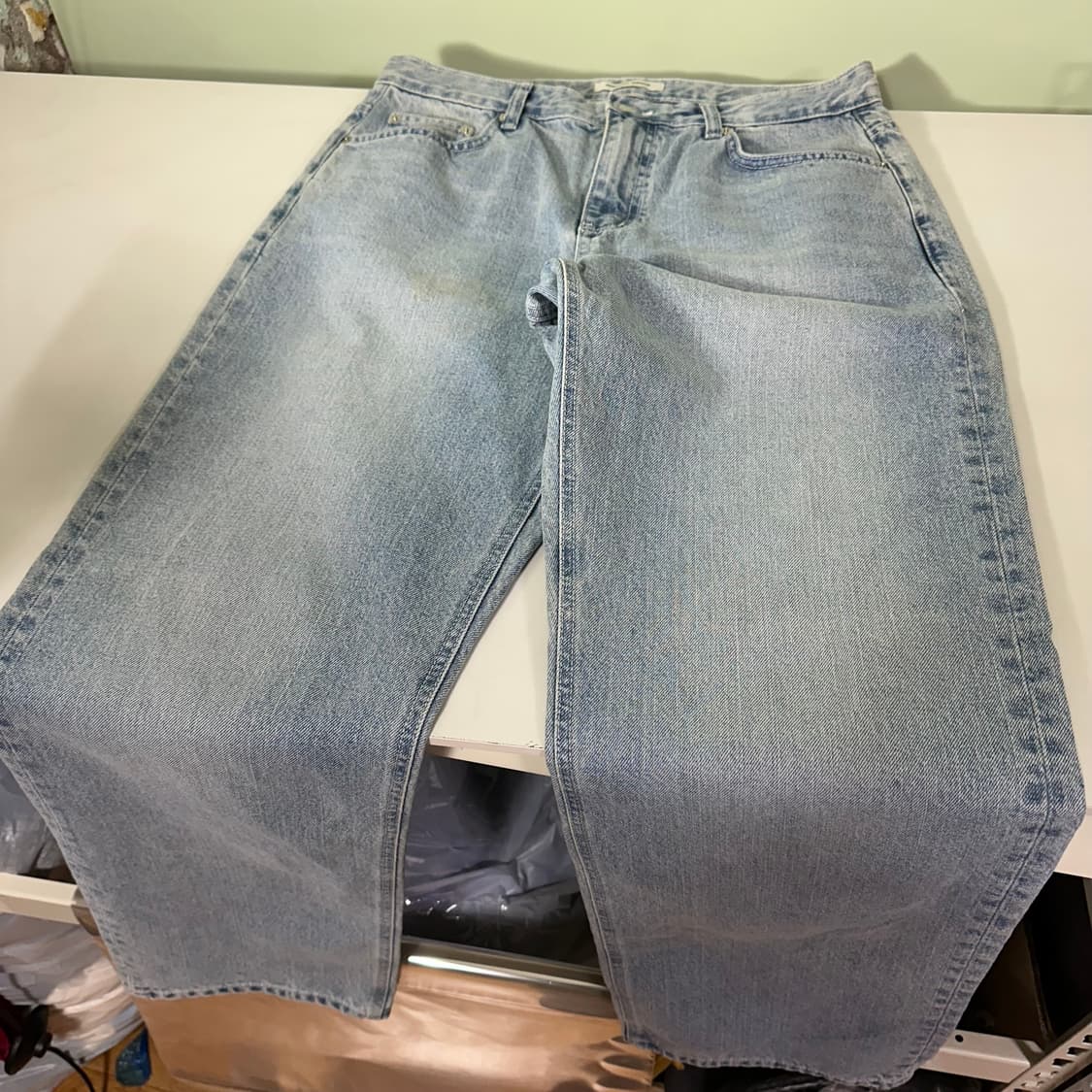 택달린새것 L 34 블렌디드 인스턴트데님 일자핏 연청워시드 데님팬츠 상품이미지4