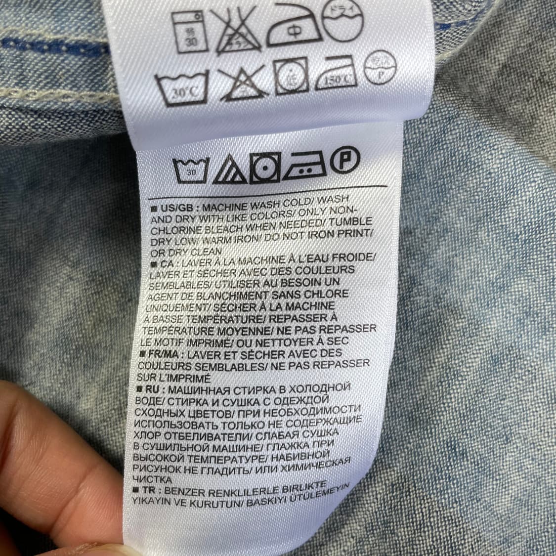 GAP 블루 블랙 단가라 원포켓 반팔 셔츠 L 상품이미지6