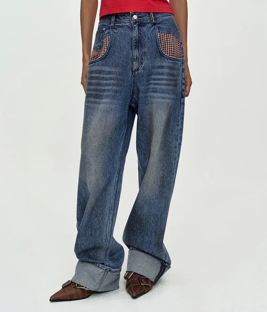 앤더슨벨 OIL WASHED ROLLED UP JEANS 상품이미지1
