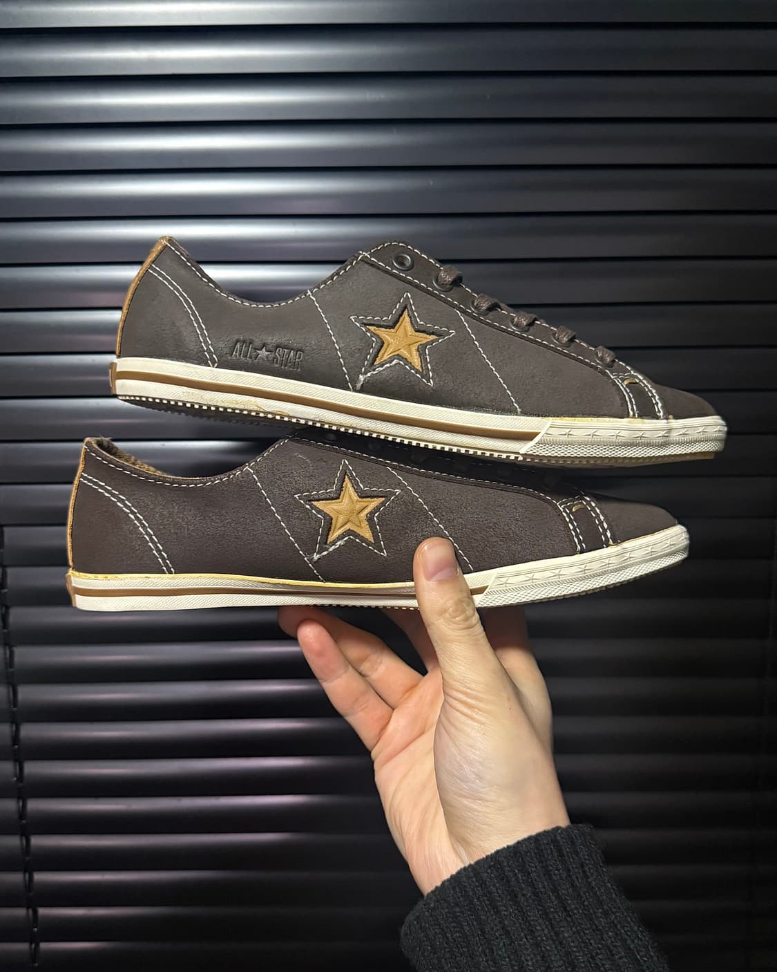 컨버스 로우 브라운 갈색 레더 가죽 스웨이드 원스타 스니커즈 단화 225 상품이미지4