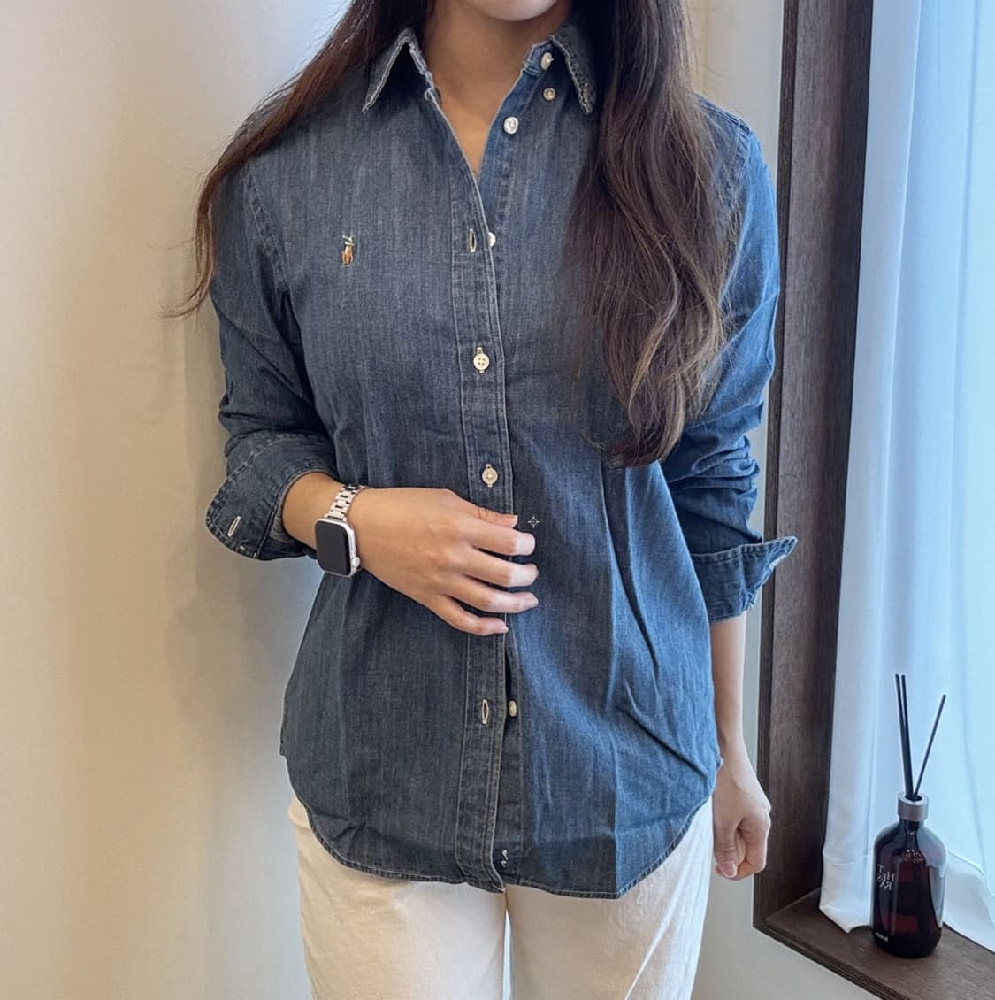 폴로 보이즈 샴브레이 데님 셔츠 남방 L 상품이미지1