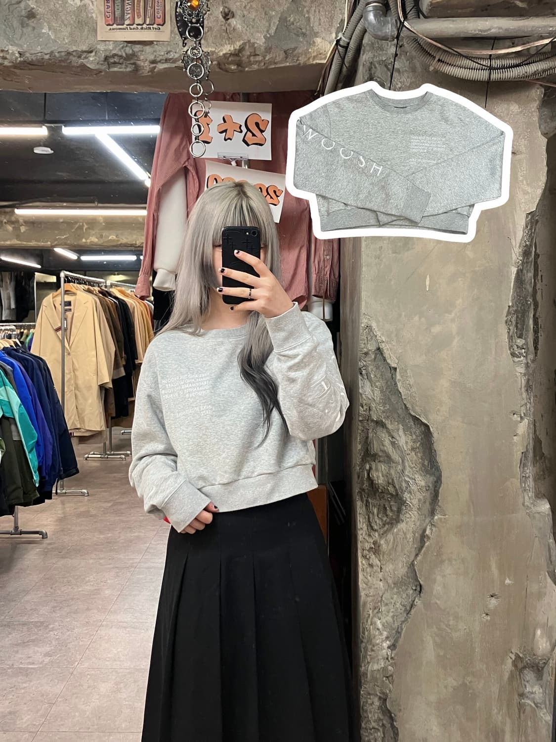 나이키 크롭 맨투맨 그레이 M #csz3362 상품이미지1