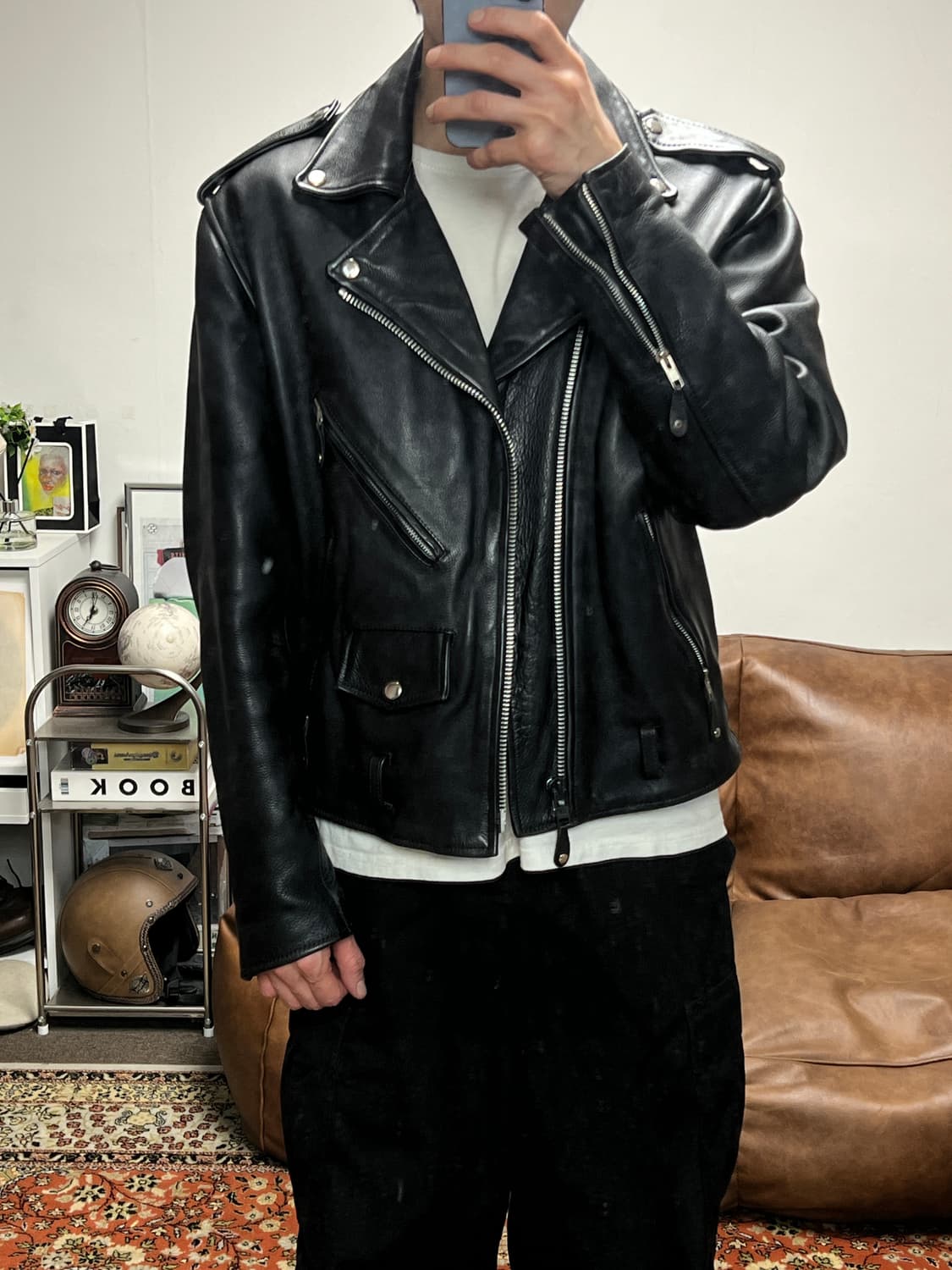 [XL] 윌슨레더 소가죽 더블 라이더 가죽자켓 상품이미지7