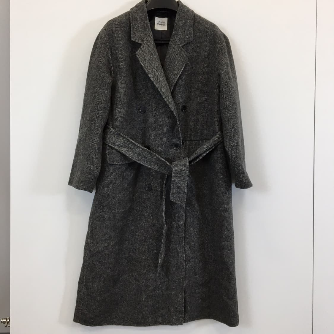 스튜디오톰보이 헤링본 더블 벨티드코트 FREE  상품이미지1