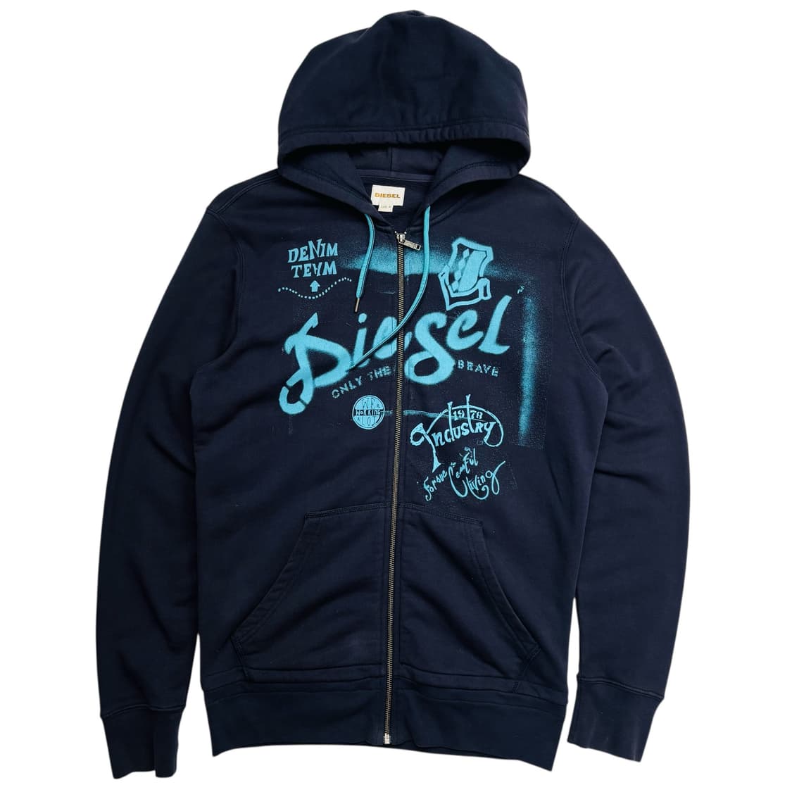 디젤 프린팅 코튼 네이비 후드집업 M 상품이미지1