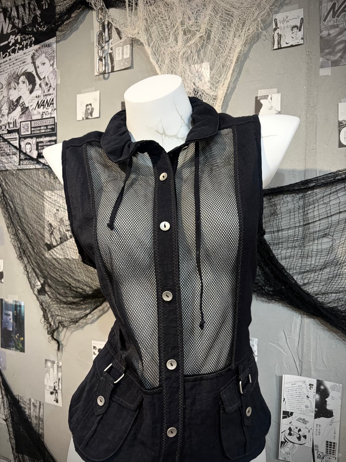 Gothic eyelet snap mesh vest  상품이미지7