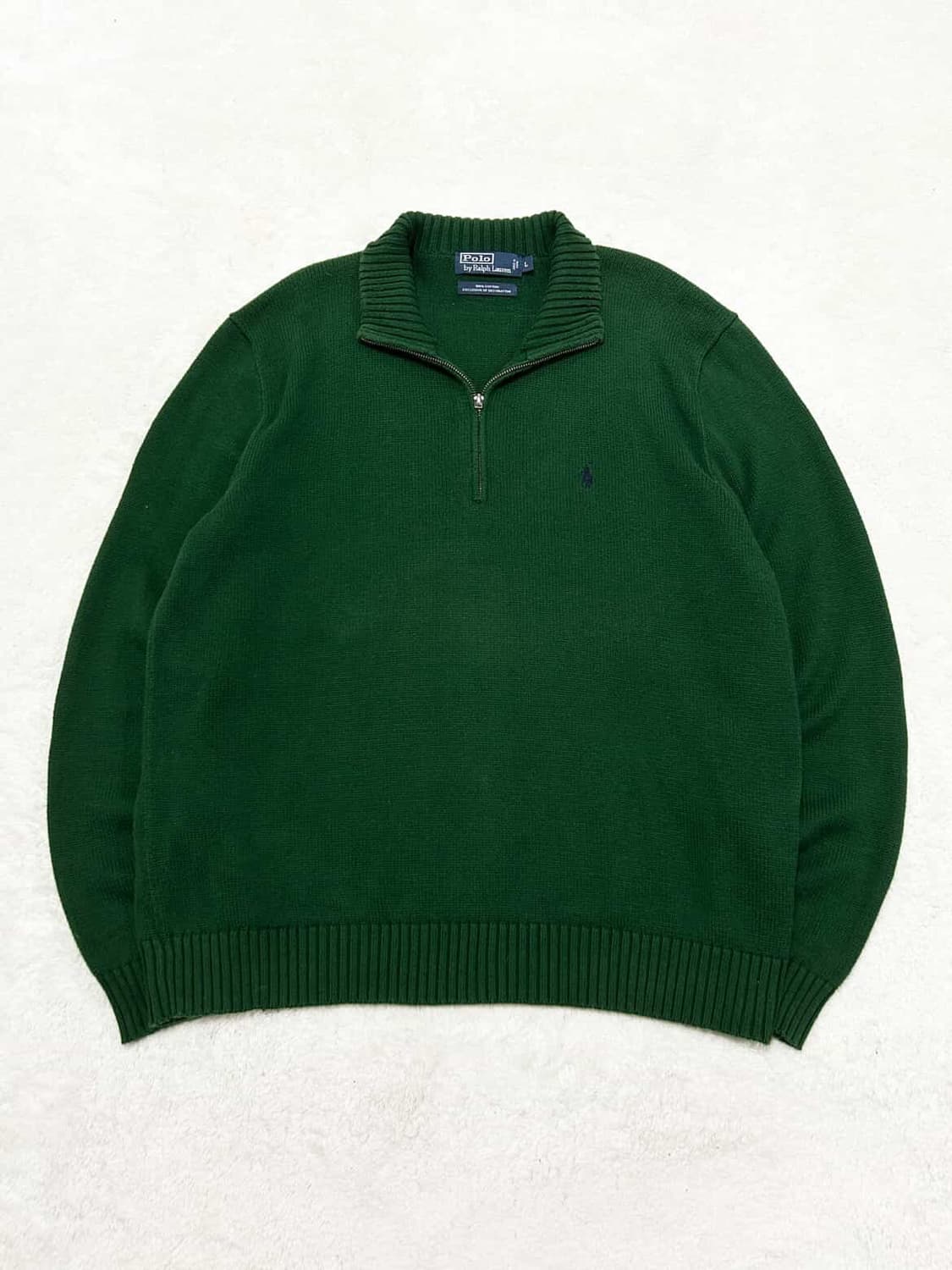 폴로 네이비포니 딥그린 반집업 니트 상품이미지5