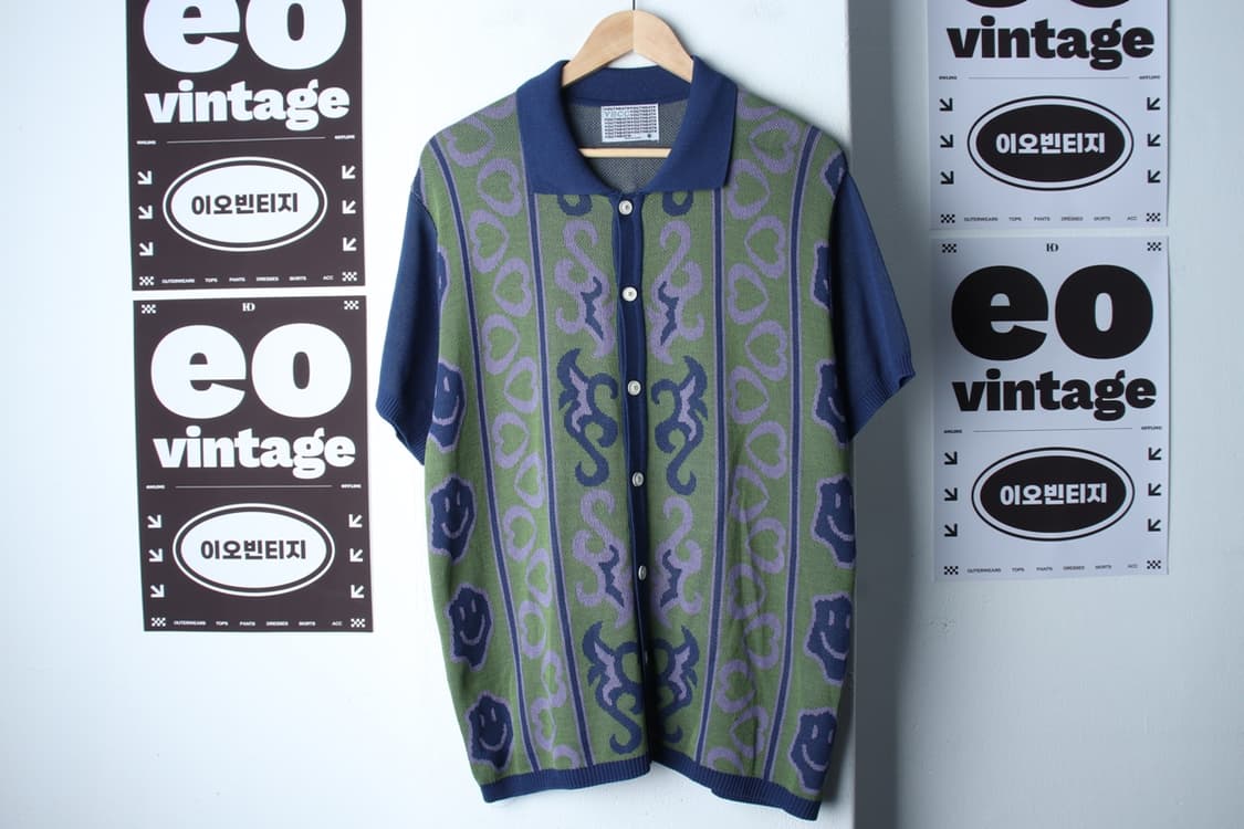 (L-XL) 유쓰배쓰 반팔 카라 티셔츠 니트집업 네이비-H32229 상품이미지2
