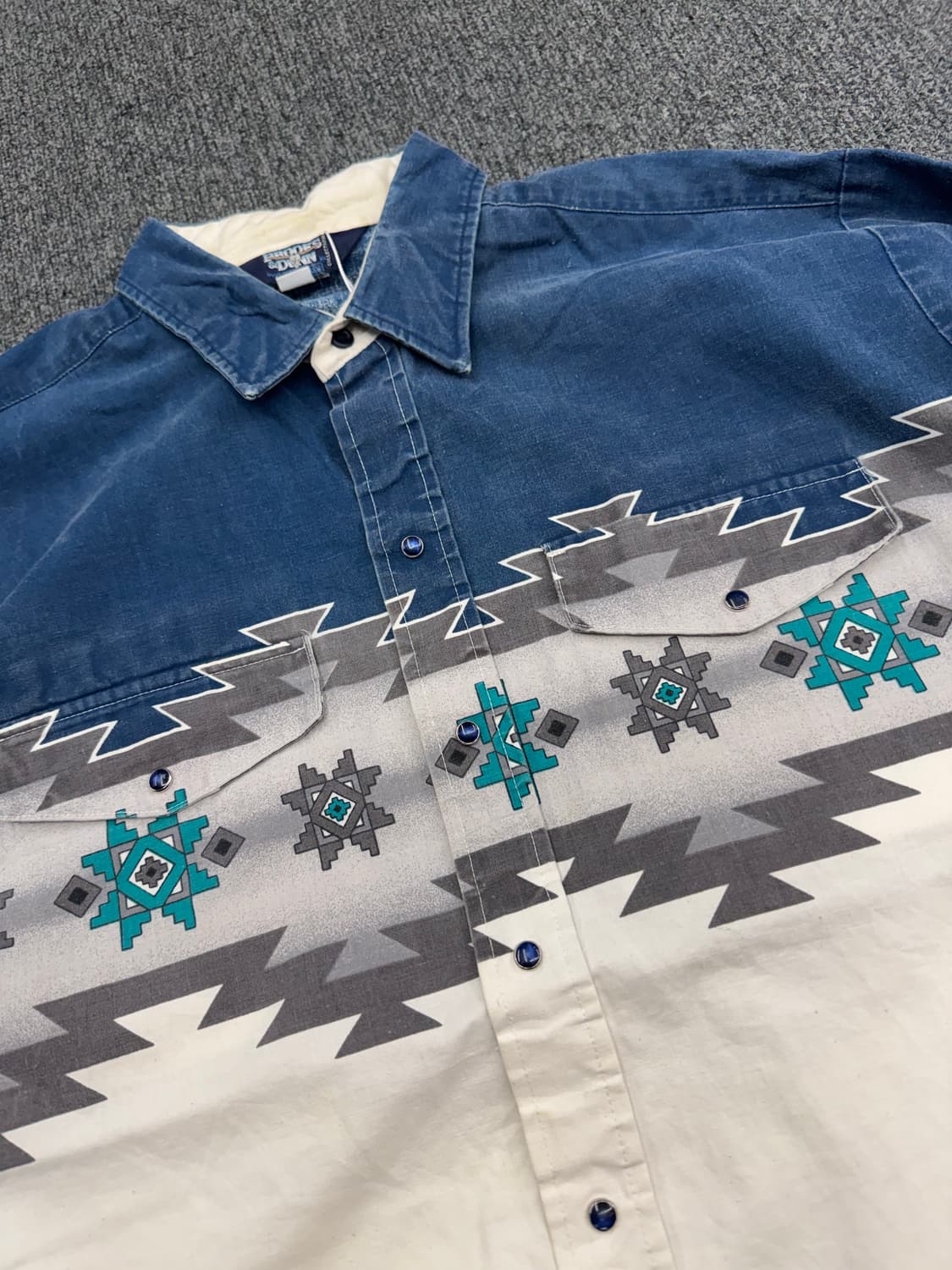 OS)BROIKS&DOWN 빈티지 나바호 패턴 투톤 셔츠 상품이미지3