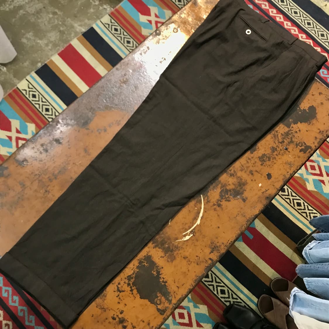 VTG 빈티지 브라운 투턱 핀턱 울 트라우저 슬랙스 허리 37 빅사이즈 상품이미지2