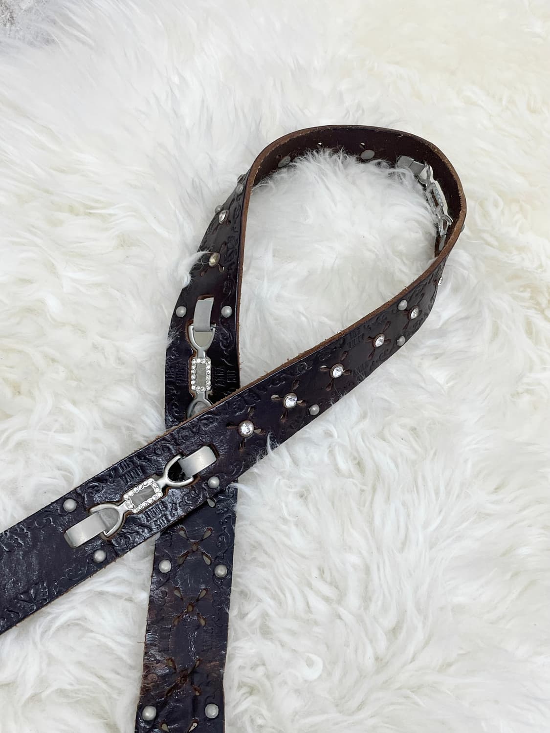 리얼레더 큐빅 펀칭 버클 벨트 상품이미지5