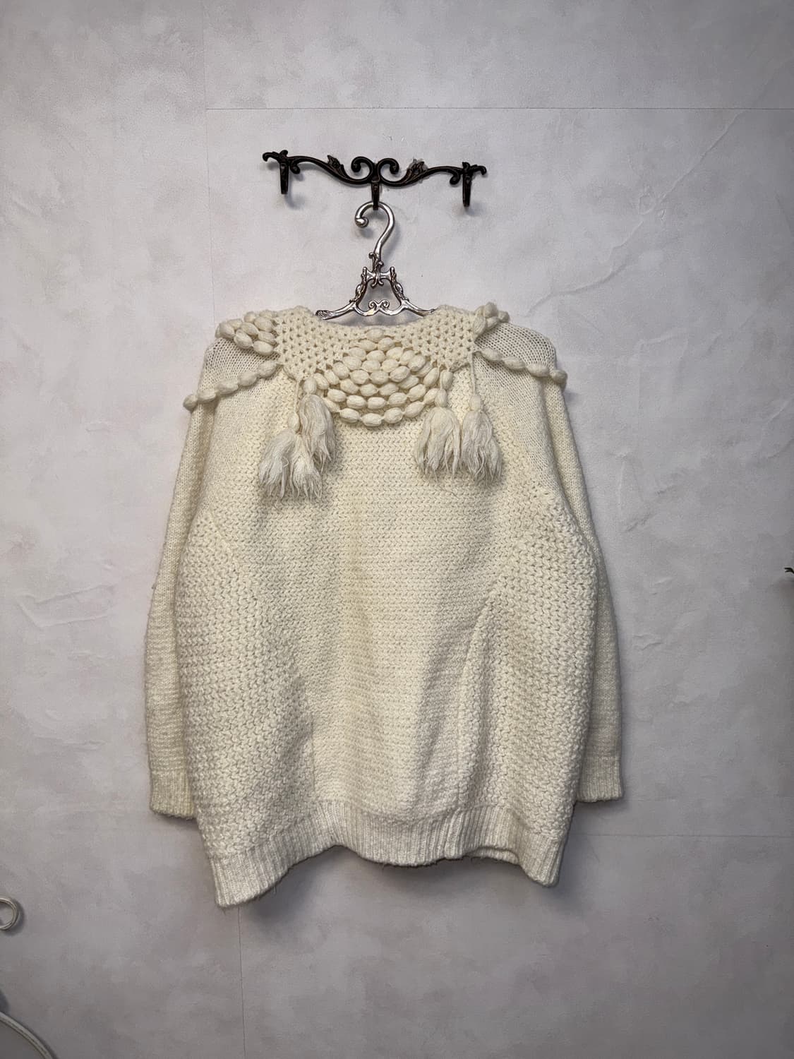 O’2ND ivory knit ball tassel wool 가디건 상품이미지3
