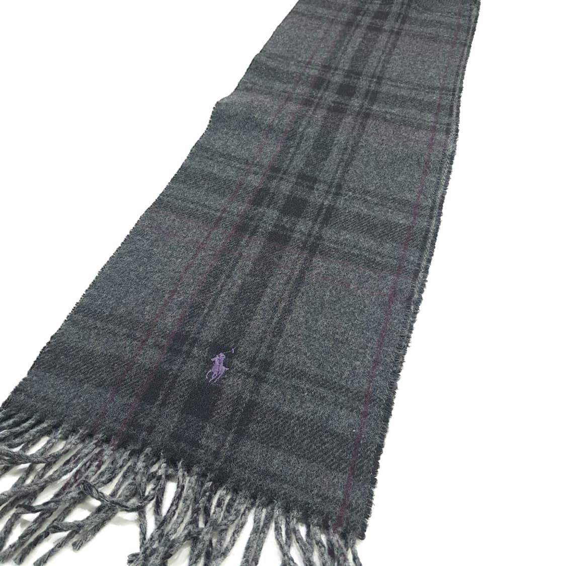 MX175 폴로 랄프로렌 그레이 체크 헤링본 울 양면 목도리 머플러 상품이미지6