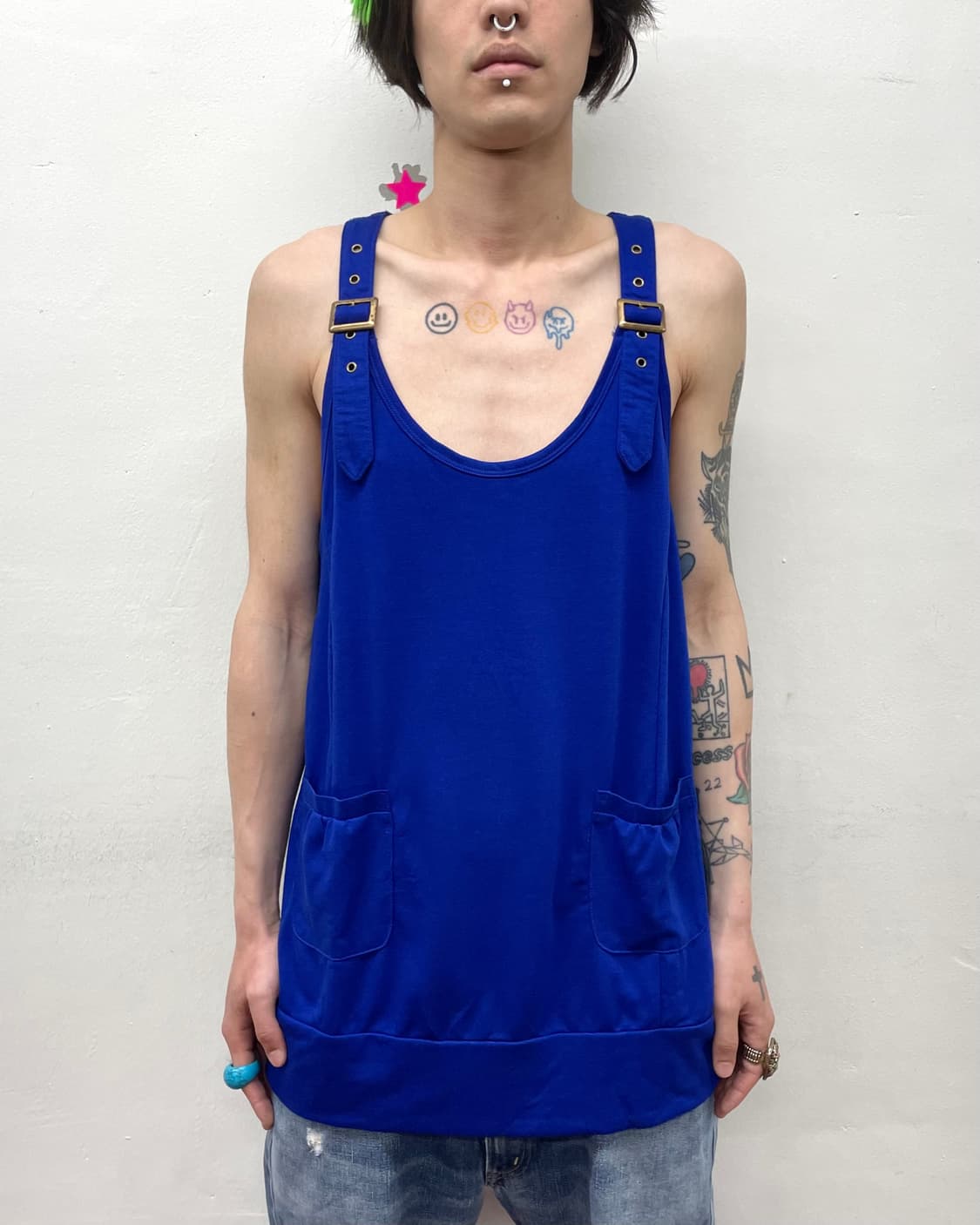 Cobalt blue strap pocket sleeveless 상품이미지1