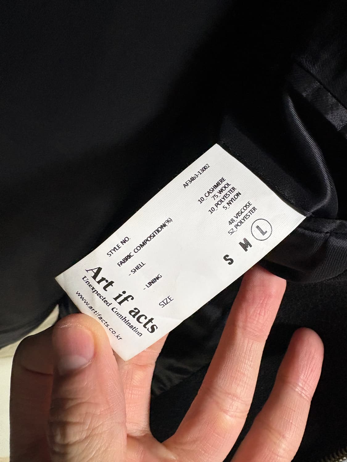 아트이프액츠 울 캐시미어 아티클 해링턴 자켓 / 블랙, L 상품이미지8