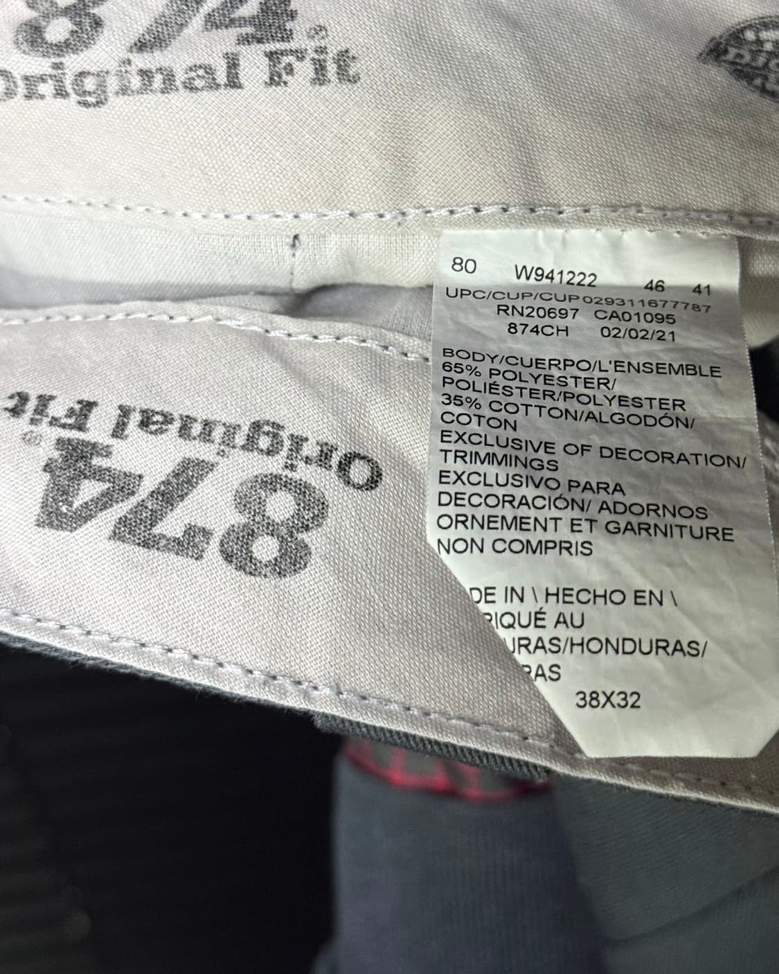 디키즈 874 y2k 와이드 치노 워크 팬츠 바지 38 차콜 회색 빈티지 상품이미지5