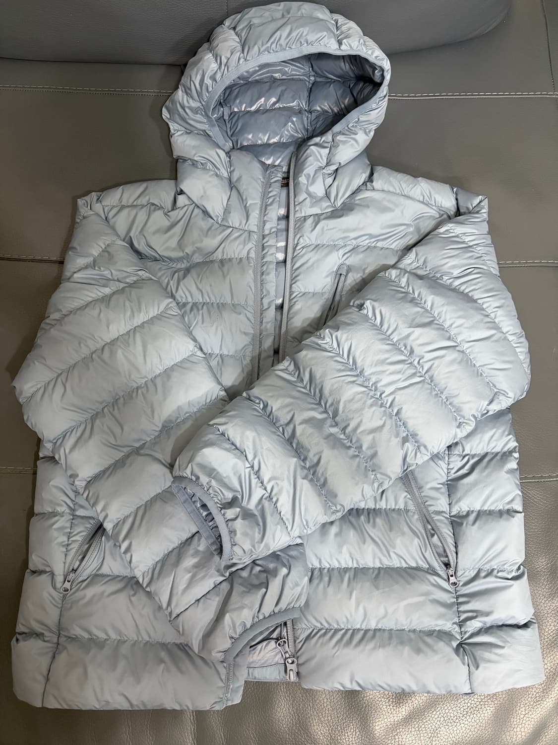 무신사 스탠다드 시티 레저 후디드 라이트 다운 재킷 문 블루 경량패딩 상품이미지1