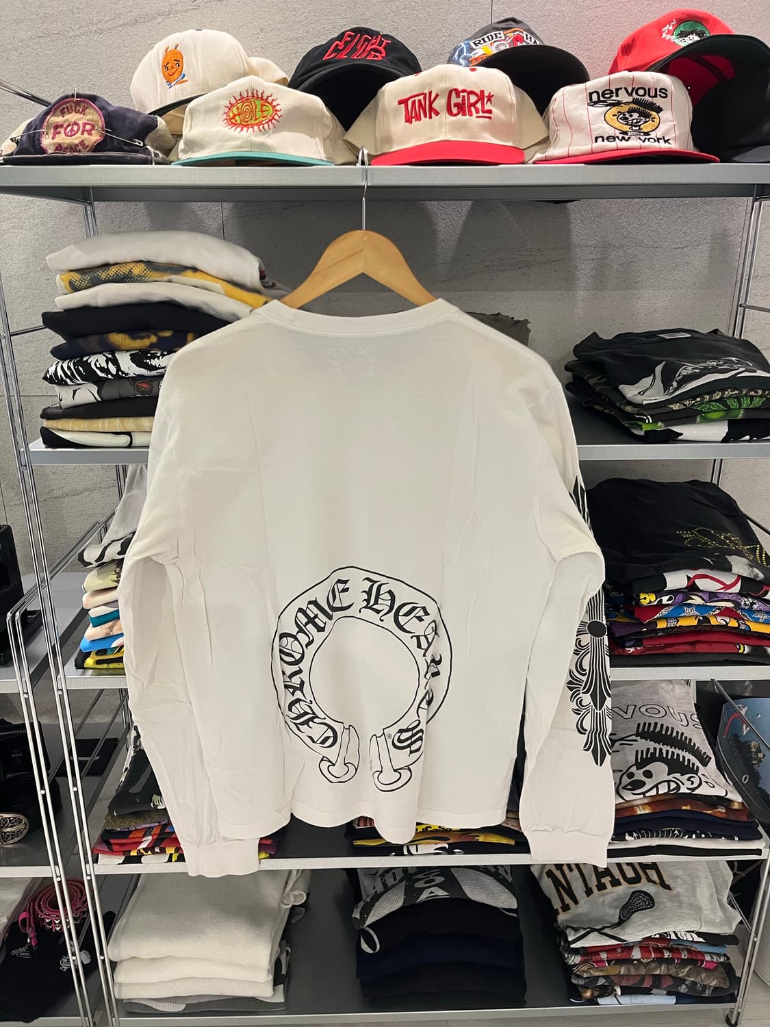 크롬하츠 홀스슈 플로랄 롱슬리브 화이트 L 상품이미지2