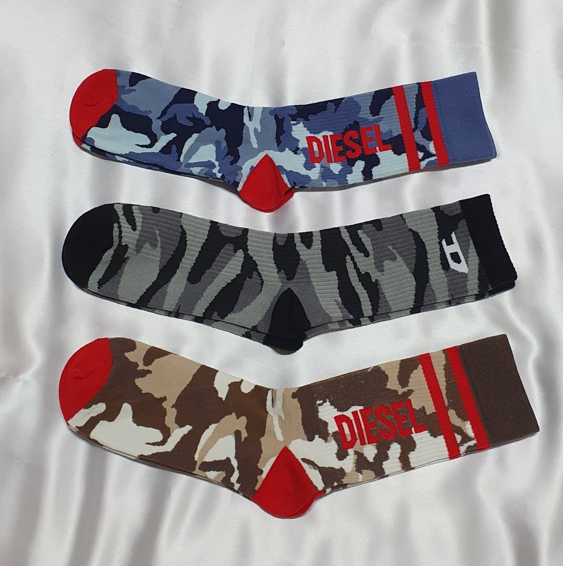 블루 그레이 브라운 레드 카모 디젤 양말 상품이미지1