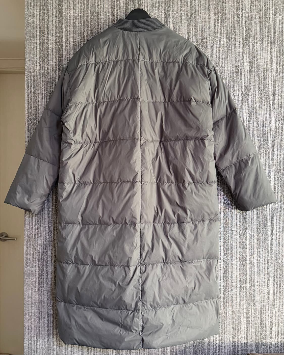 그레이 롱코트 패딩 점퍼 경량 다운 자켓 루즈핏 프리사이즈 상품이미지4