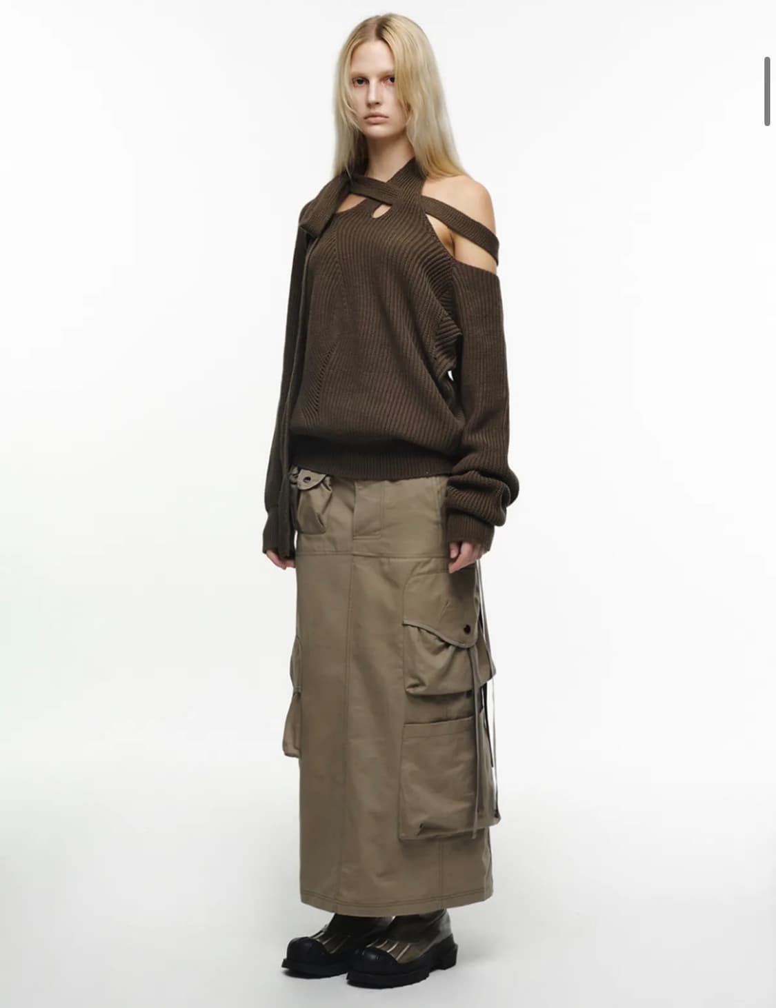 나체 STRAP CARGO MAXI SKIRT VINTAGE BEIGE 상품이미지1