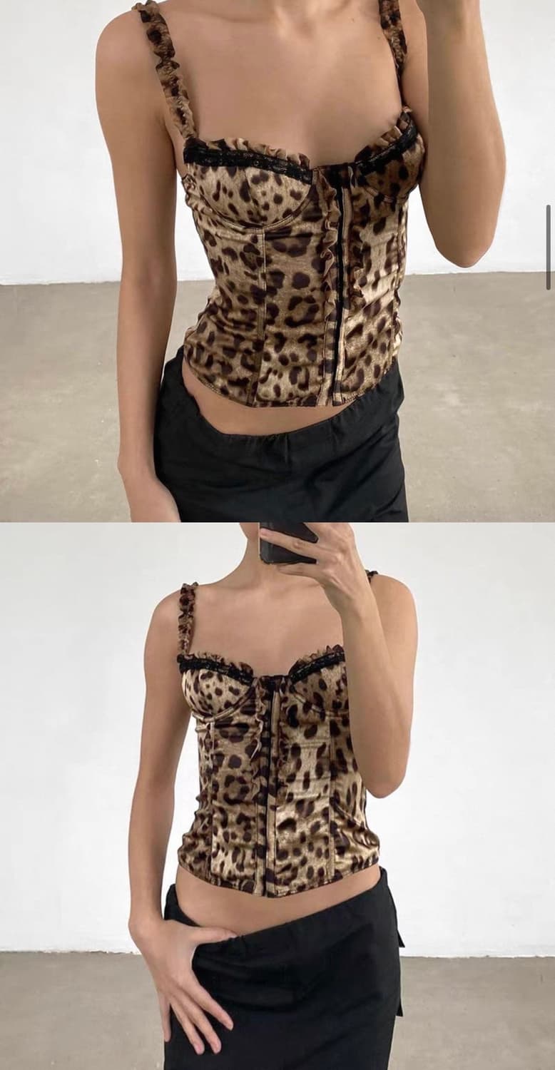 갸루 y2k 레오파드 코르셋 탑 상품이미지1