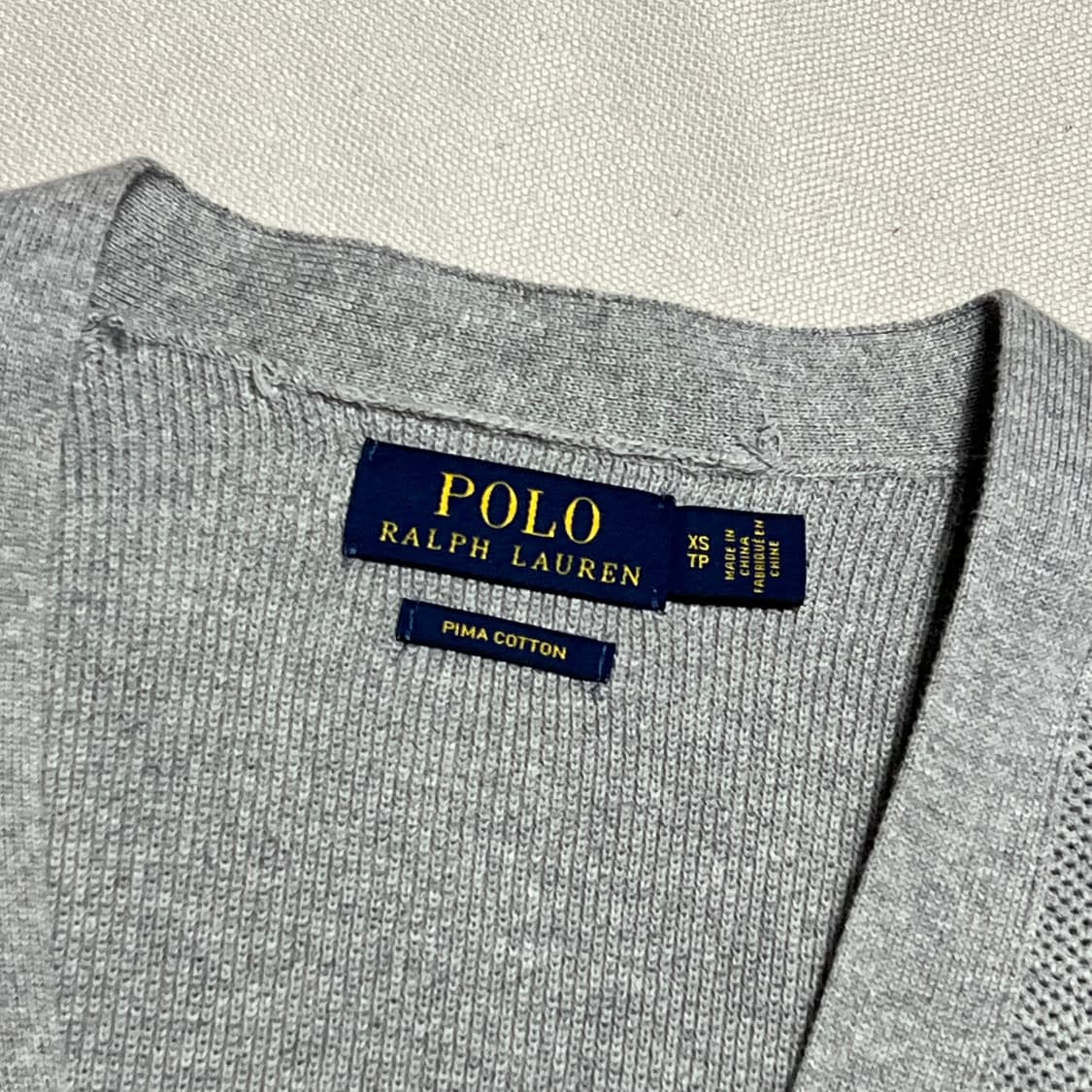 XS 폴로랄프로렌 피마코튼 그레이 브이넥 가디건 상품이미지4
