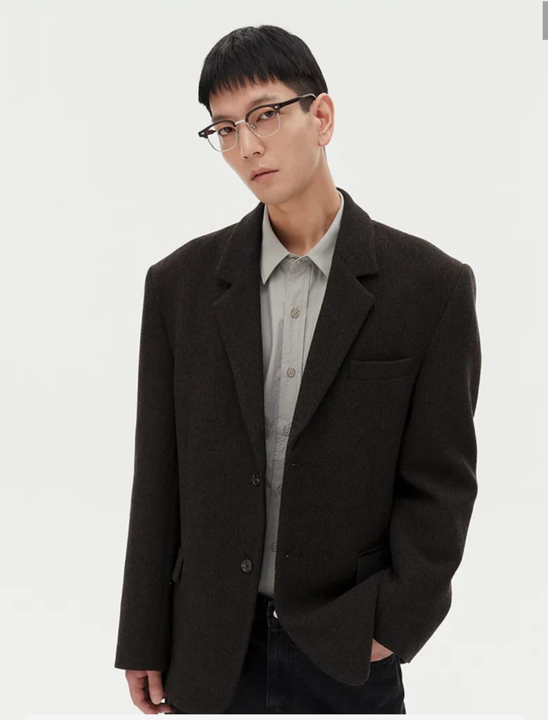 윗 울 오버 브라운 블레이저 자켓 M 상품이미지2