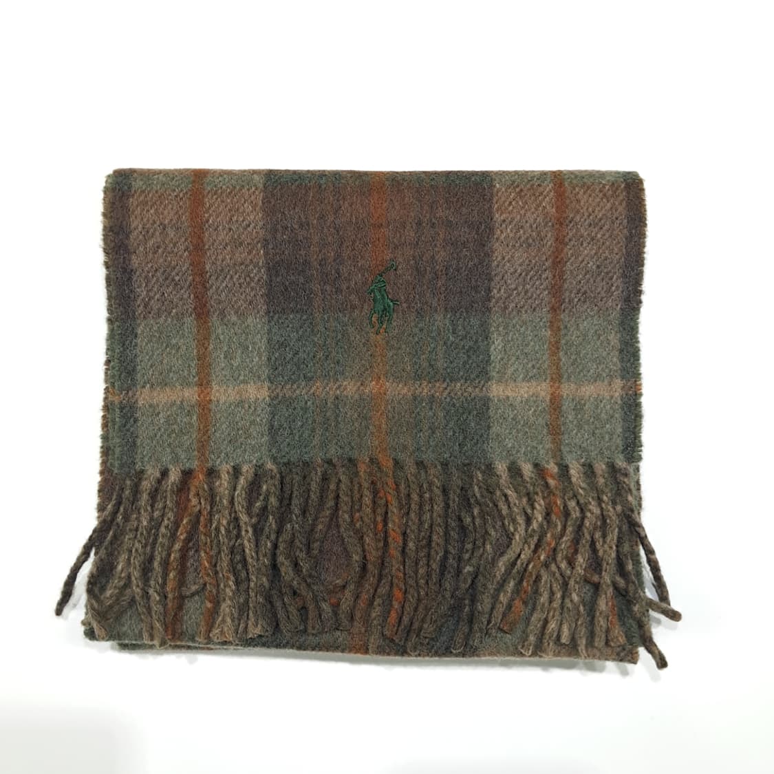 MX478 폴로 90s 이태리판 울 타탄체크 올리브 머플러 목도리 상품이미지7