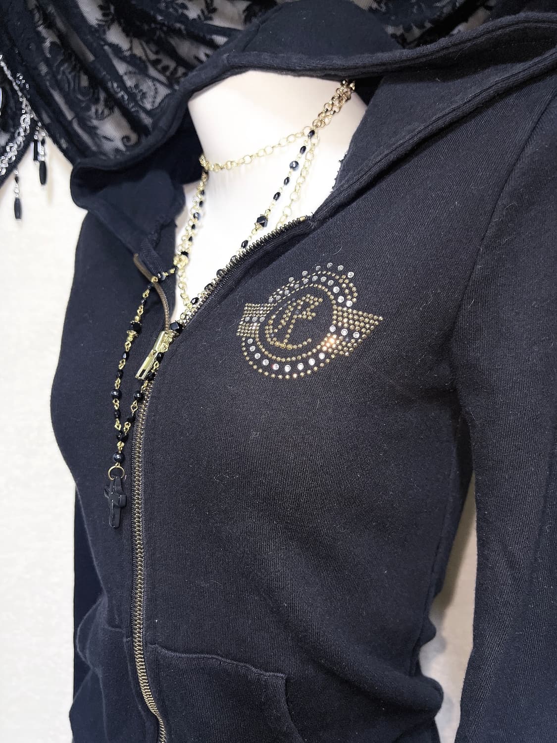 에고이스트 오네갸루 펑크 y2k 와투케 레터링 큐빅 날개 후드집업 원피스 상품이미지4