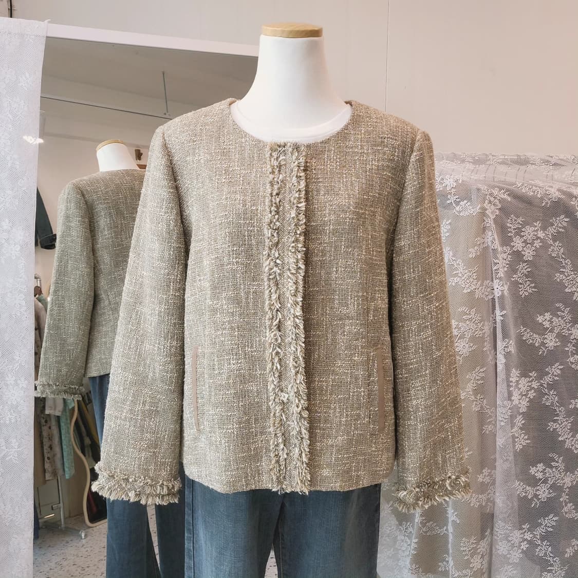 골드베이지 트위드 재킷(Japan made) 상품이미지8