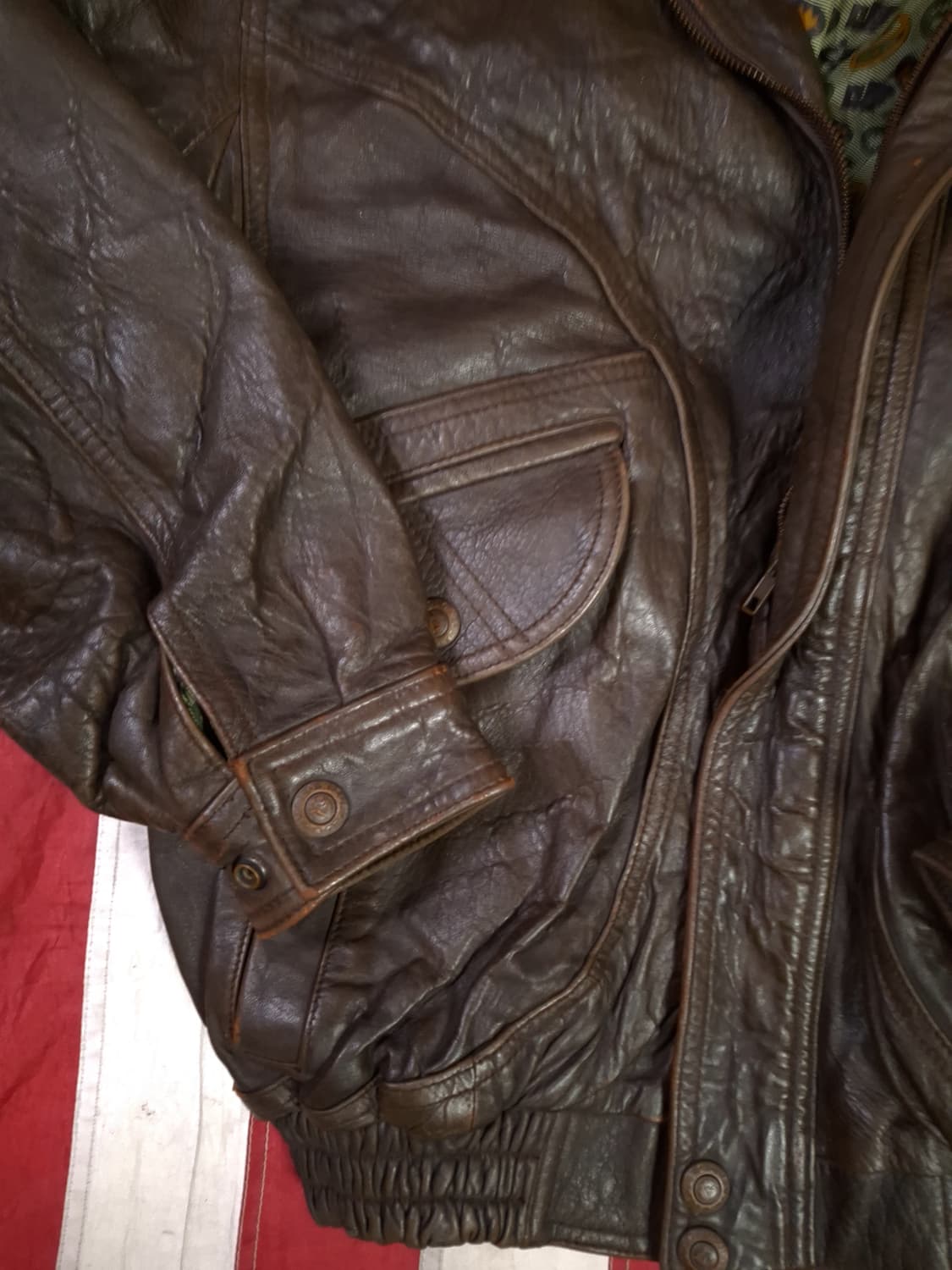 오리지날 90's 일본판 ZUFOLO 리얼레더 항공자켓 상품이미지5