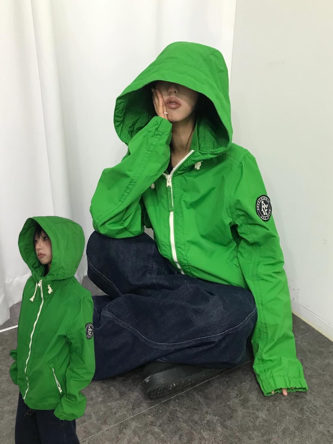 아베크롬비 그린 하이넥 후드 바람막이 상품이미지2