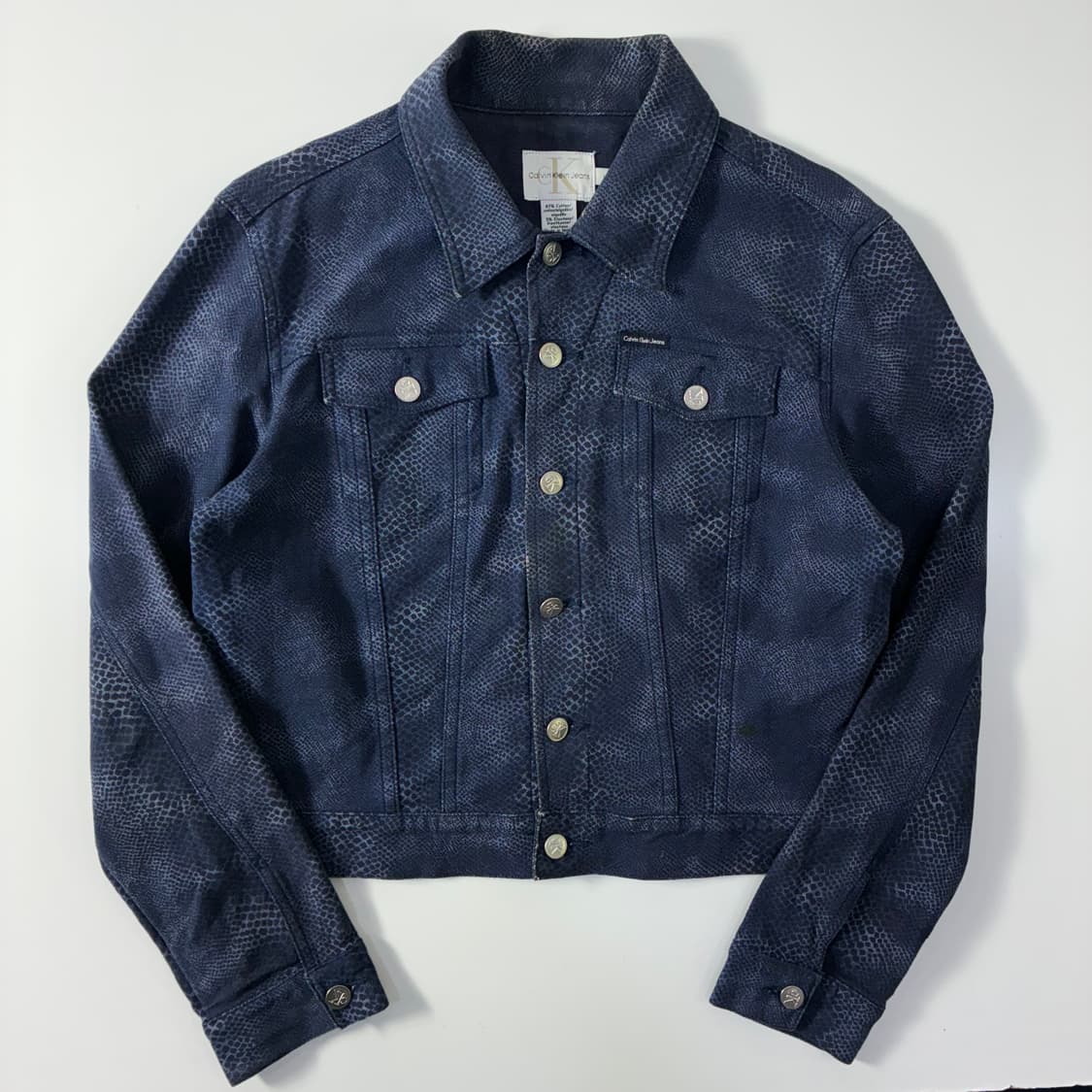 CK 켈빈클라인 우먼 코튼 파이튼 뱀피 트러커 자켓 상품이미지1