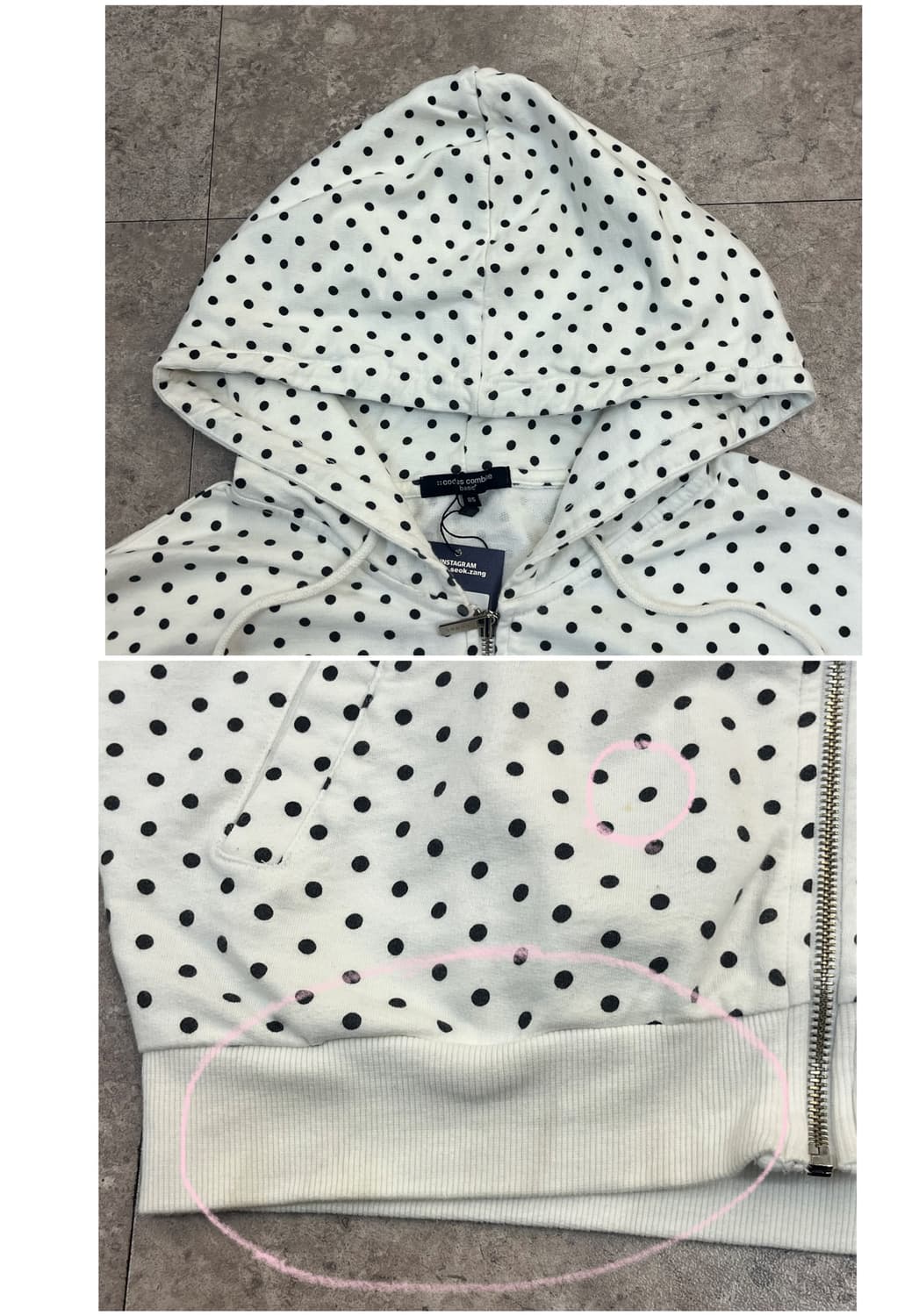 코데즈컴바인 도트 후드집업 화이트 85 #csz3972 상품이미지6