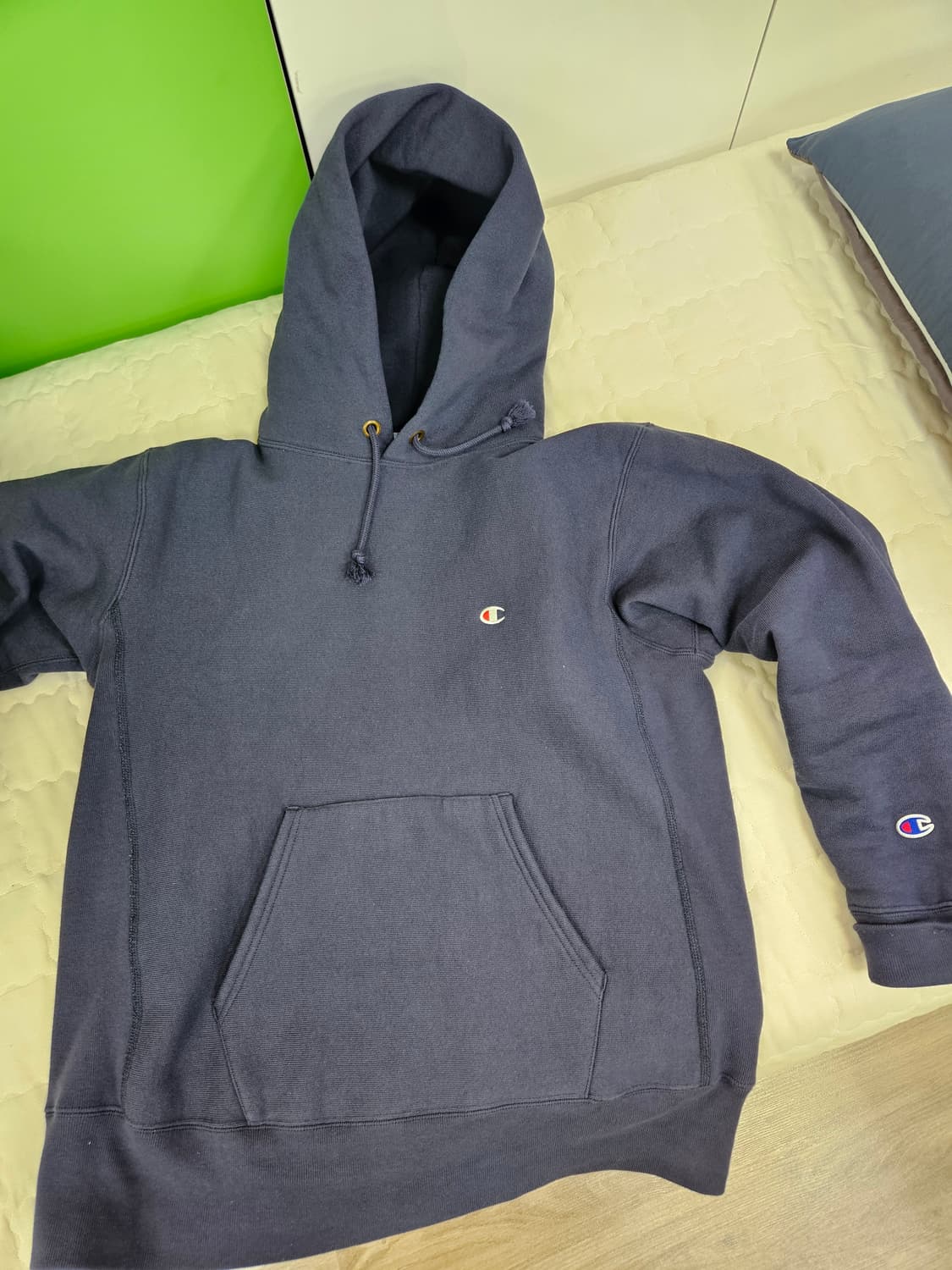 챔피온 리버스 위브 블루택  후드티 네이비 색상 L 상품이미지3