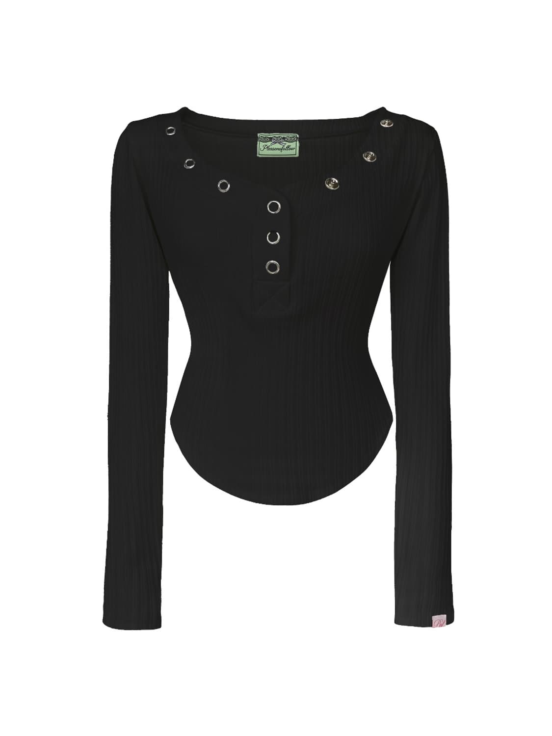 플리즈노팔로우 Bunny Snap Button Top Black 상품이미지1