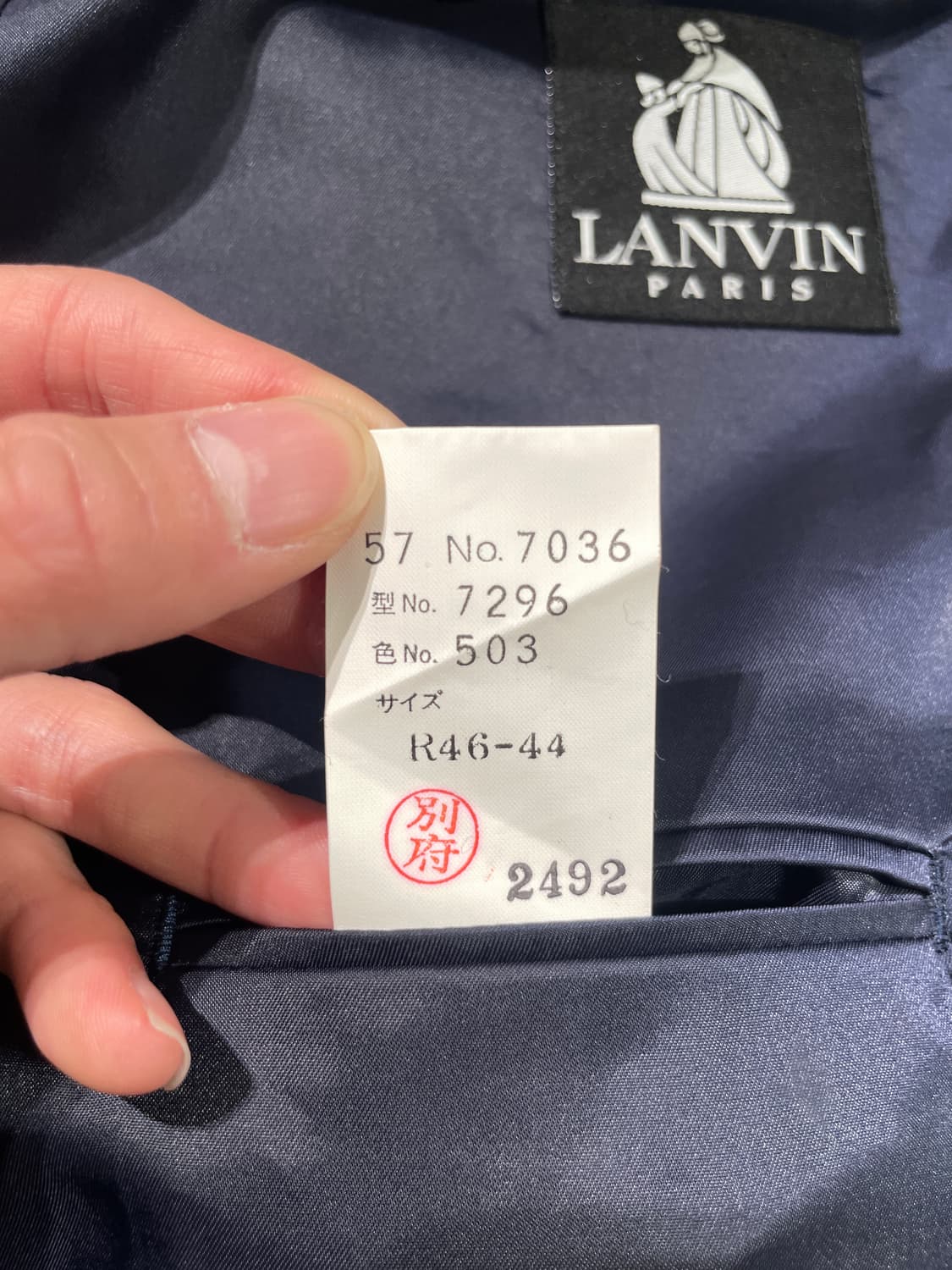 랑방 다크 네이비 체크 1B 금장 큐프라 블레이저 상품이미지9