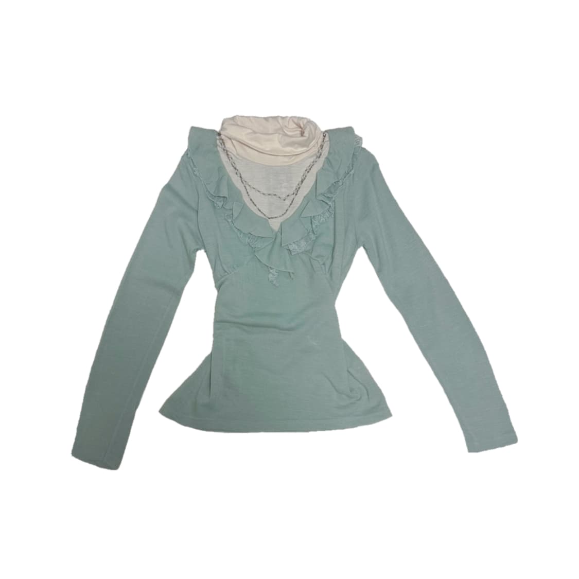 로맨틱/하구미 / 모리 / 로걀 / 갸루 / 민트 언발 프릴 롱슬탑 상품이미지1