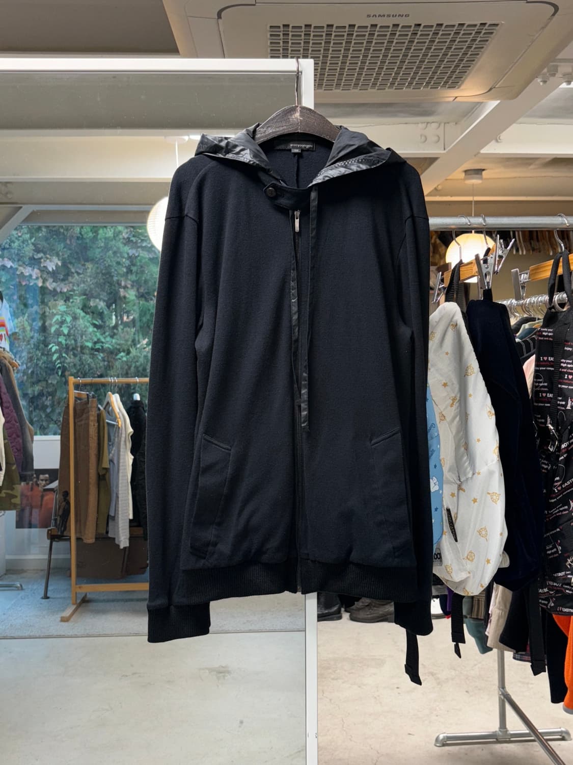 우영미 레이어드 니트 후드집업 상품이미지1