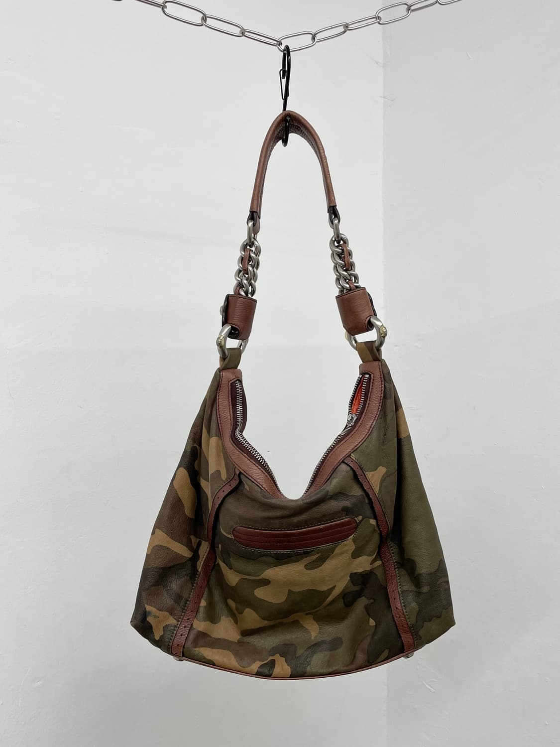 리얼레더 카모 태슬 체인 호보백 상품이미지8