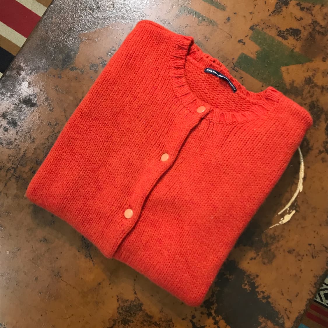 폴로랄프로렌 다크 오렌지 헤비 울 라운드넥 가디건 여성 55  상품이미지1