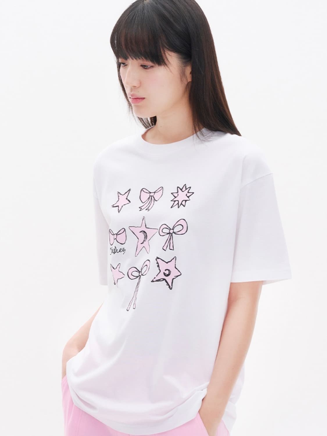 유히 스타그래픽 반팔 티셔츠 화이트 상품이미지3